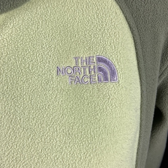 The North Face Two Toned Olive Green Fleece Zip Up Jacket - Picture 4 of 12
